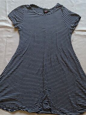 Discreet Navy and White Striped Casual women’s Dress